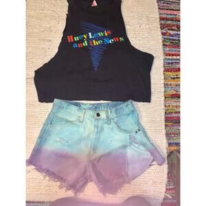 90's Tie Dye Studded Denim Cutoff Jean Shorts
